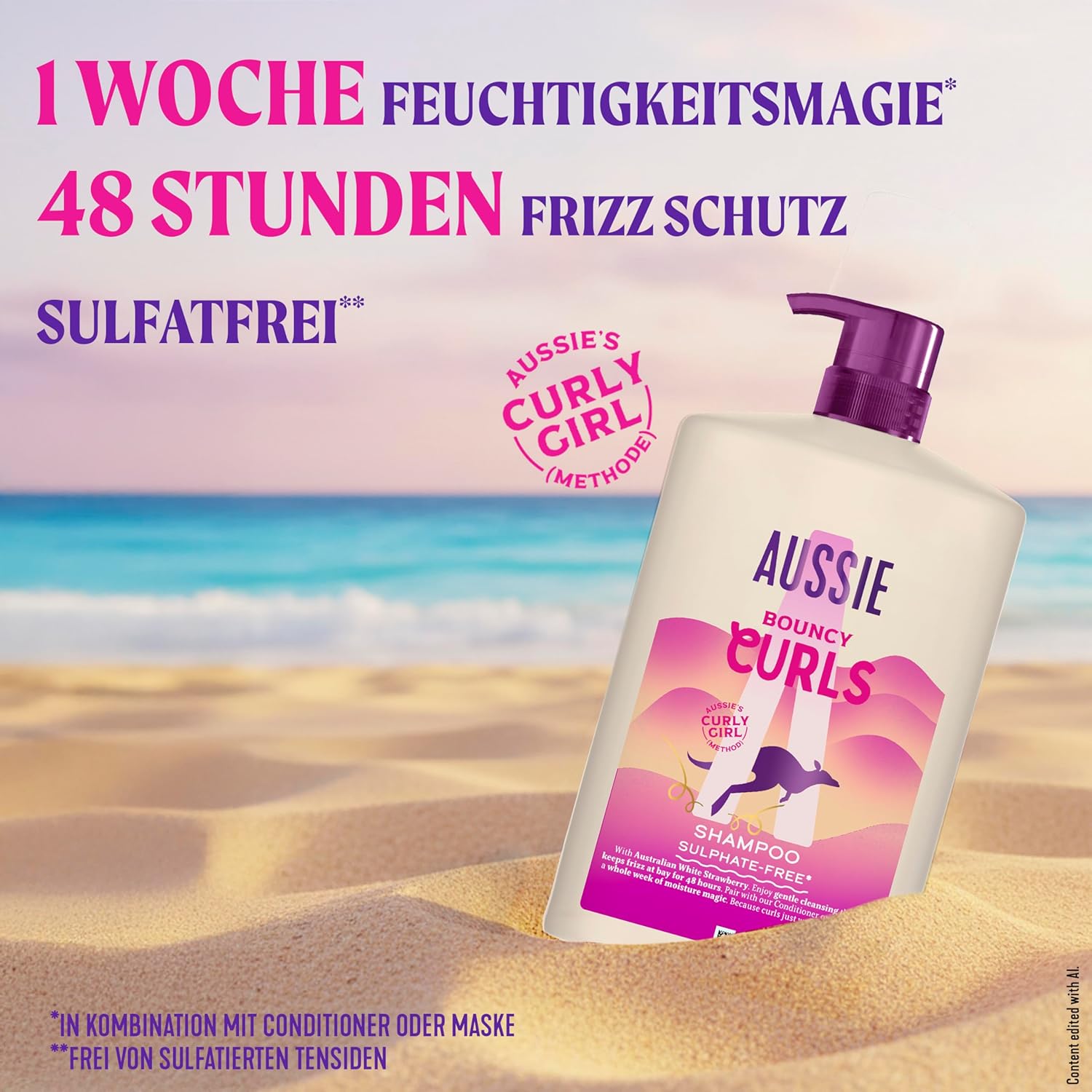 Detalle de Aussie Bouncy Curls Shampoo 1000 ml – sanfte Reinigung, Feuchtigkeit & Volumen für Welliges & Lockiges Haar