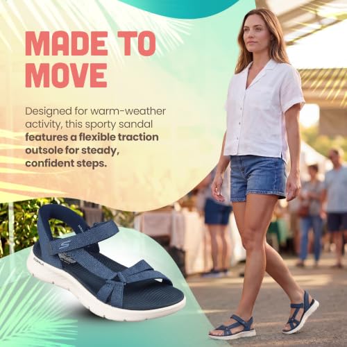 Detalle de Skechers GO WALK FLEX SANDAL ILLUMINATE para mujer – Navy