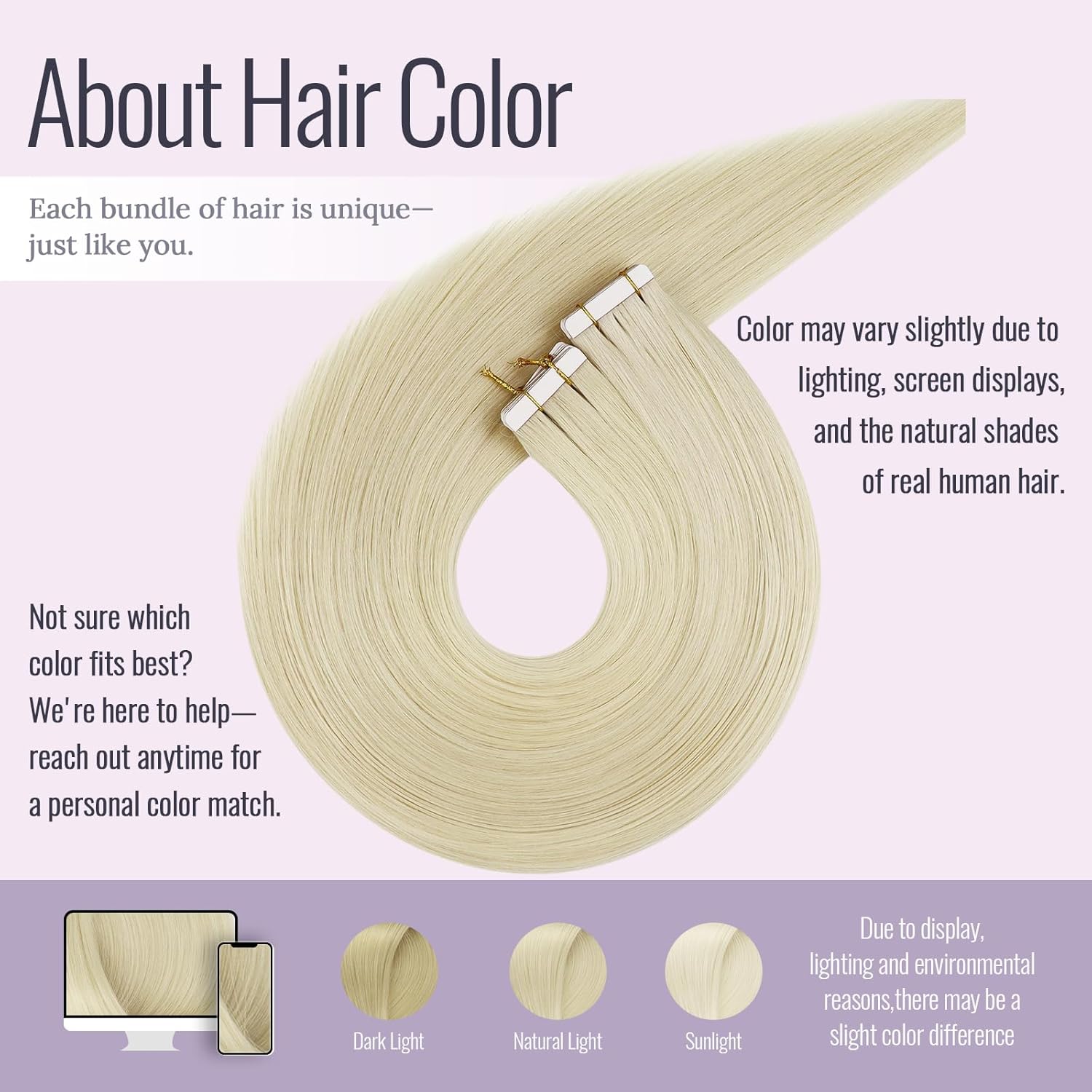 Thumbnail 1 de fshine Unsichtbare Tape-in Extensions aus Echthaar (Weissblond, 35 cm) – 20 Strähnen, 50 g, Farbe 1000