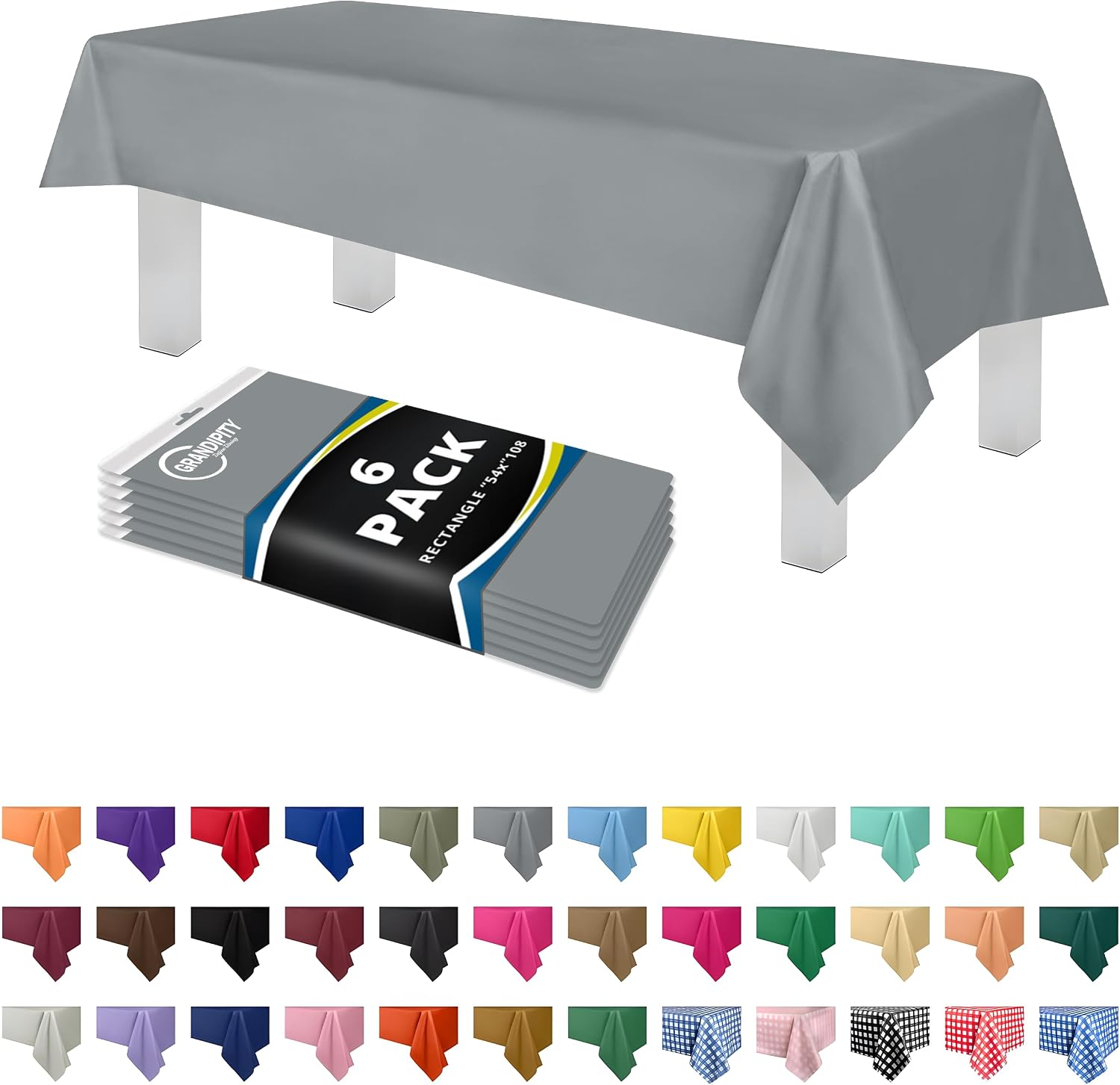 Thumbnail 6 de Grandipity Red Gingham Checkered Plastic Table Cloth (6 Pack) 54x108 inches for Rectangle Tables