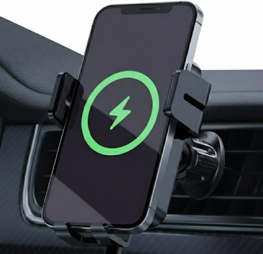 Detalle de Wireless Car Charger Dashboard & Air Vent Auto-Clamping Phone Holder with 360° Adjustable Angle for iPhone and Galaxy
