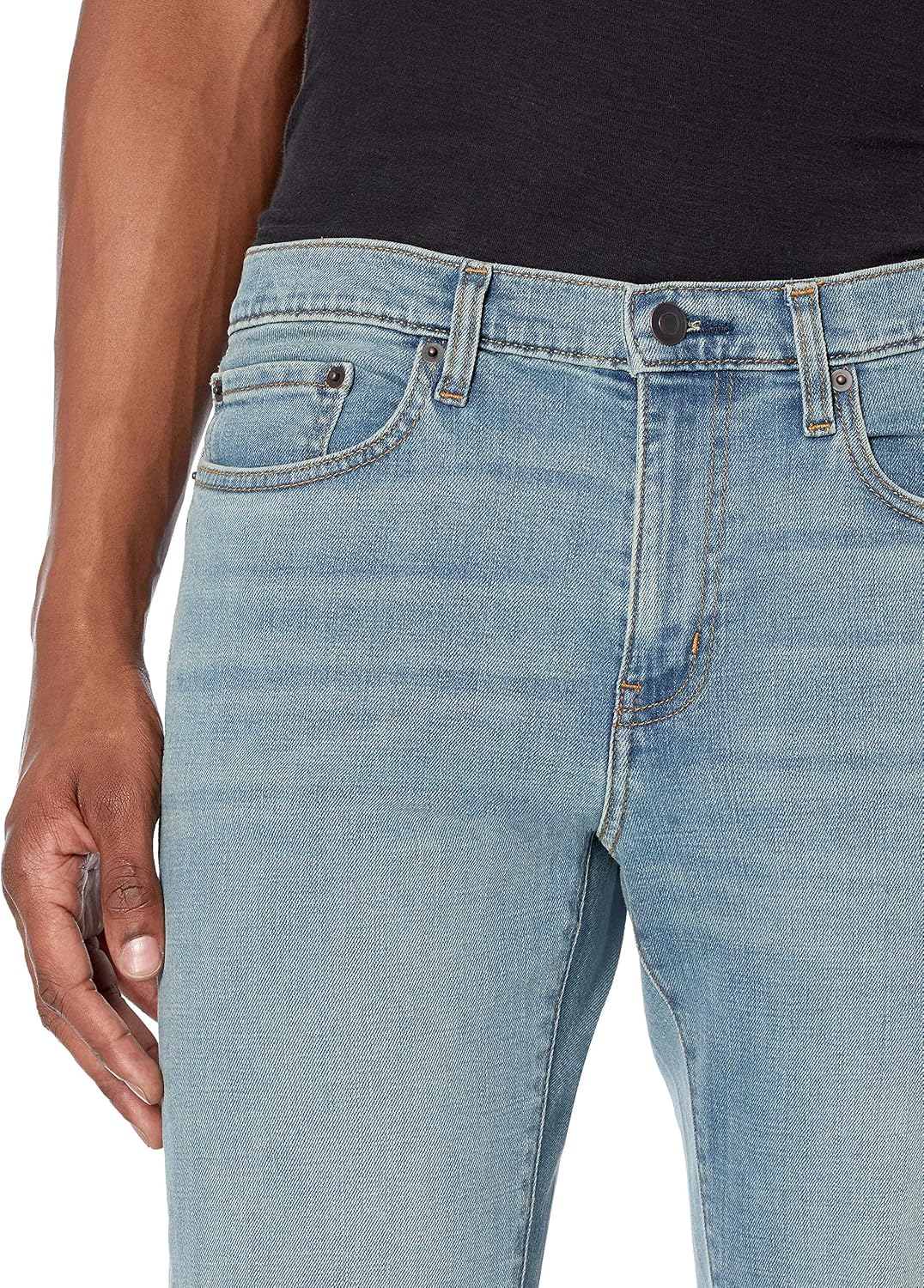 Detalle de Amazon Essentials Jeans Slim Fit Blu Chiaro Vintage 30W/29L – Versatilità quotidiana e taglio slim