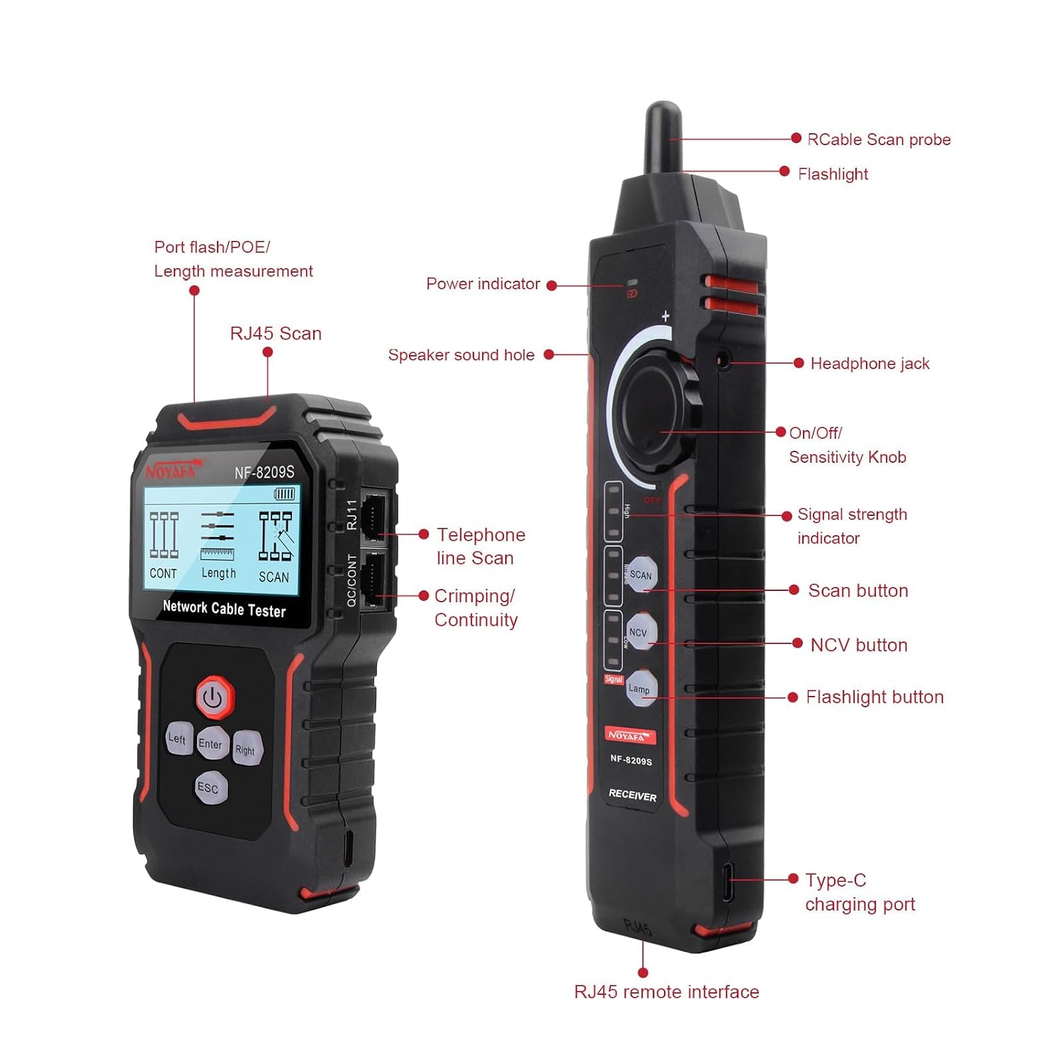 Thumbnail 6 de NOYAFA NYF-NF8209S Network Cable Tester with PoE, NCV and Port Flash