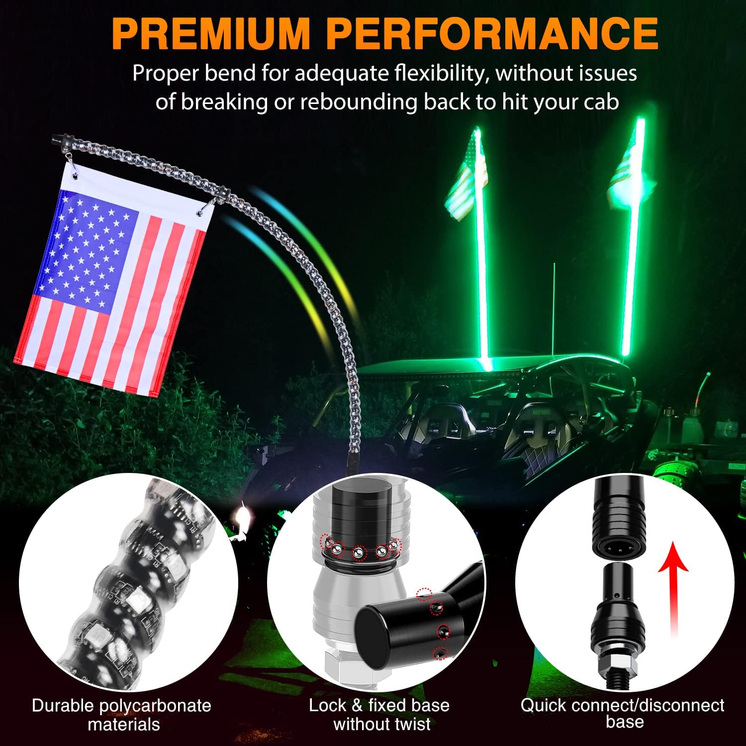 Detalle de Nilight RGB LED Whip Lights 6FT