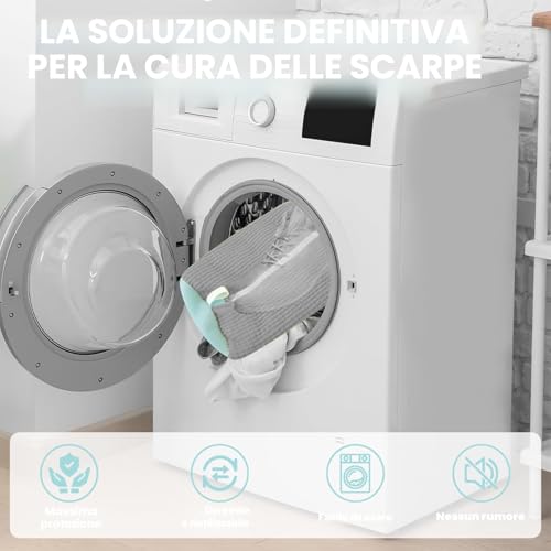 Detalle de YTUGIL Sacca per Lavare Scarpe in Lavatrice Grigio 2 Pezzi – Protezione e Pulizia a 360°
