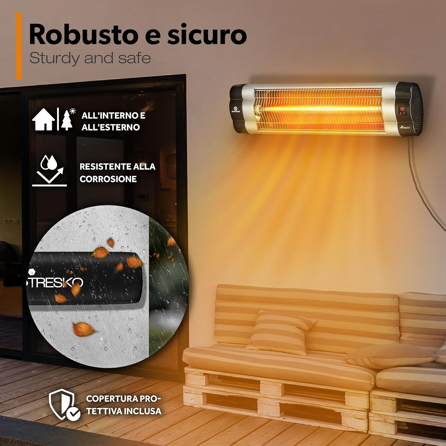 Thumbnail 2 de TRESKO Riscaldatore ad Infrarossi 2500W