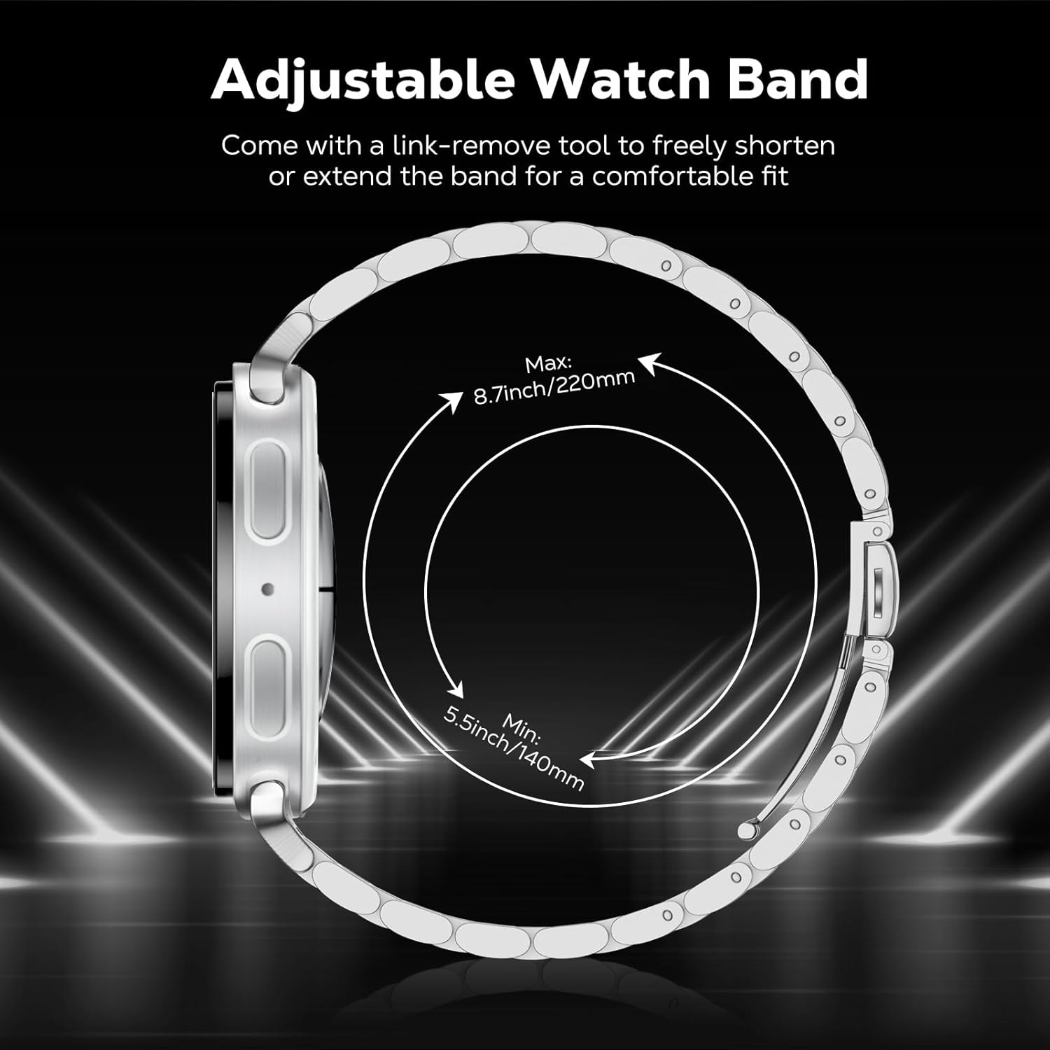 Thumbnail 4 de MoKo metal strap compatible with Samsung Galaxy Watch 8 40mm/44mm & Galaxy Watch 8 Classic 46mm (no-gap stainless steel band)