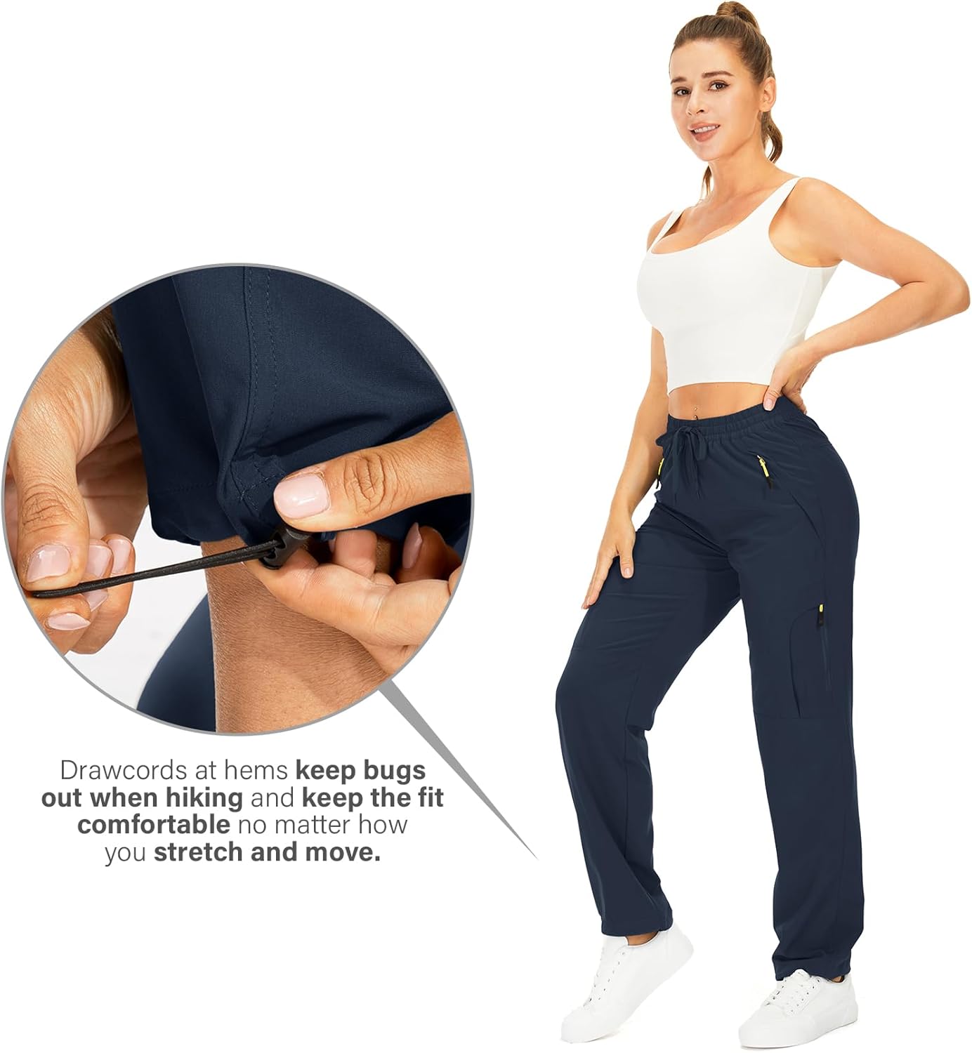 Detalle de mosingle Women's Walking Cargo Trousers: Lightweight, Quick-Dry Hiking Pants with UPF 50 and Practical Zip Pockets