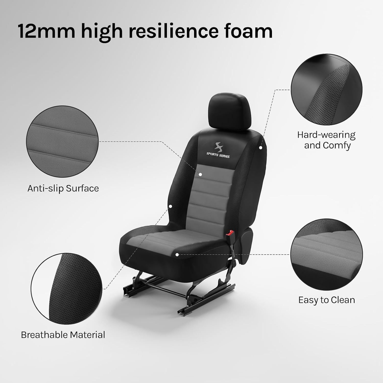Thumbnail 2 de WOLTU Front Pair Car Seat Covers – Universal Black Polyester Protectors for Cars and Vans