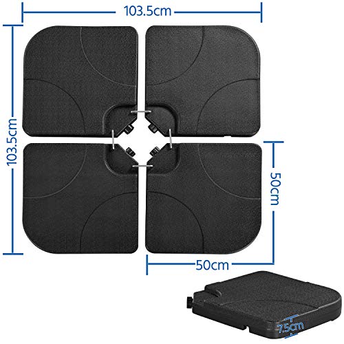 Thumbnail 5 de Yaheetech base para sombrilla desmontable de 4 piezas (rellenable con agua o arena), negro 50×50×7,5 cm
