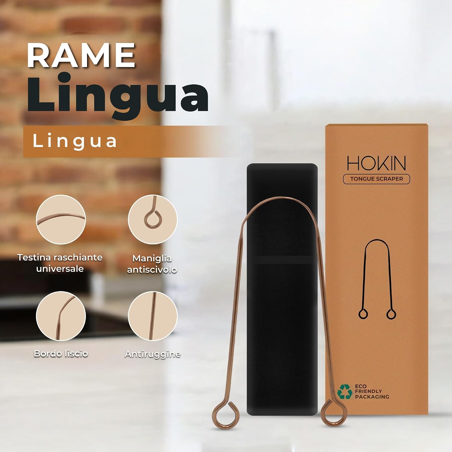 Detalle 2 de HOKIN raschietto per lingua in rame 100%