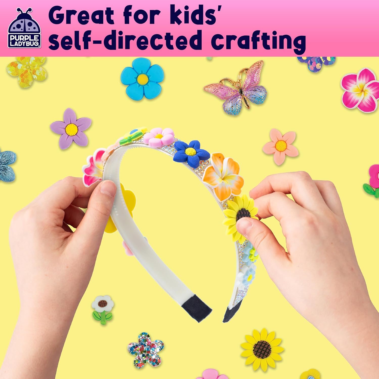 Detalle 2 de Purple Ladybug DIY flower headbands for girls