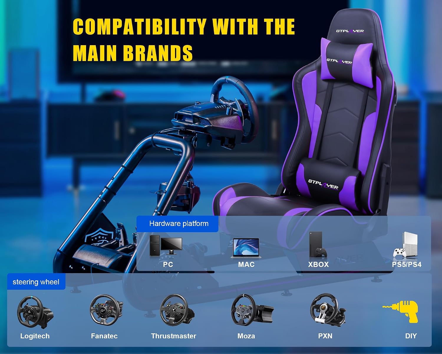 Detalle de GTPLAYER simulatore di guida con sedile PC