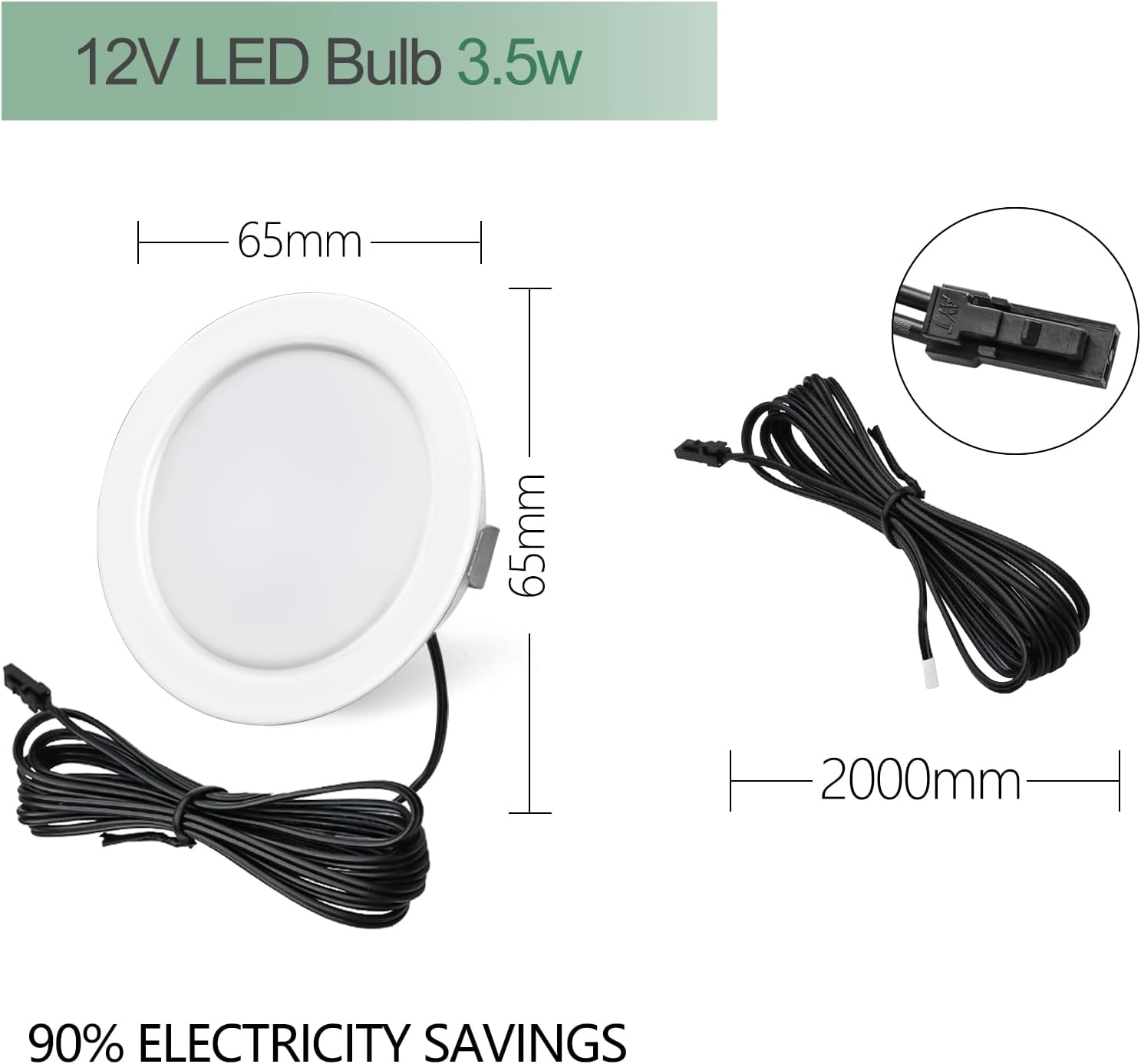 Thumbnail 4 de URing 3er Set LED-Einbaustrahler 12V, 3000K Warmweiß, 3,5W, 300 lm – flach 55–58 mm Bohrung