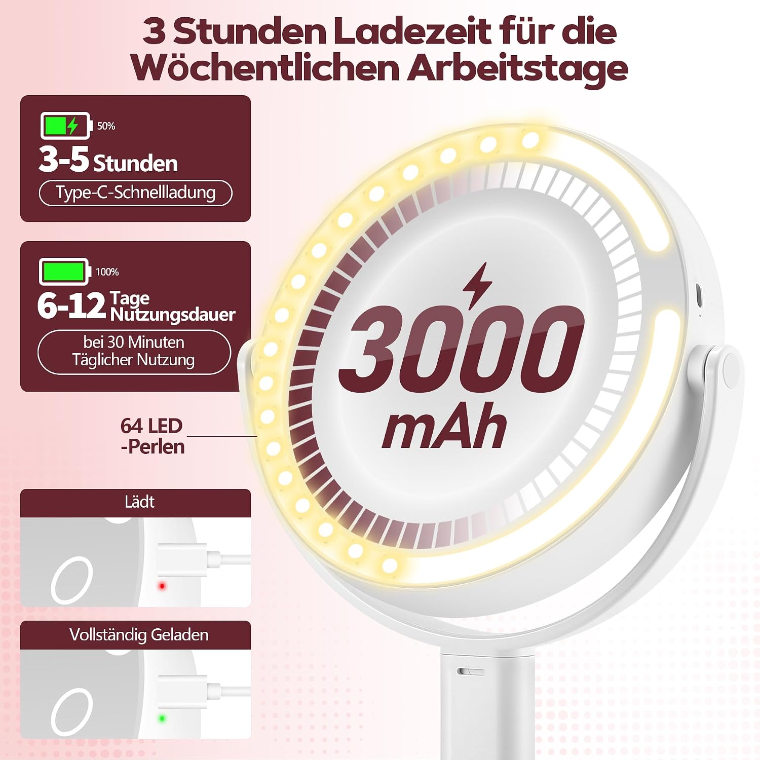 Thumbnail 5 de MOMOKUBA Kosmetikspiegel 7" mit 30x Vergrößerung