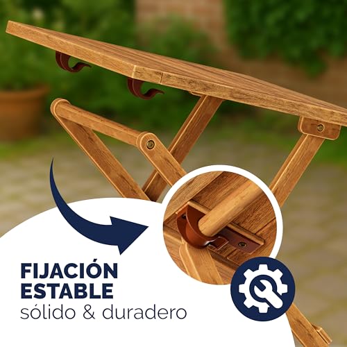 Thumbnail 6 de Casaria mesa auxiliar plegable de madera de acacia (46x46 cm) para jardín, balcón y terraza, hasta 80 kg