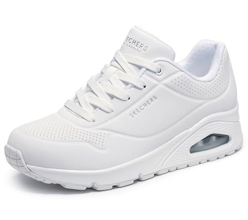 Detalle de Skechers Damen UNO Stand ON AIR Sneakers – Weiß (Durabuck-Optik) Größe 39.5 EU