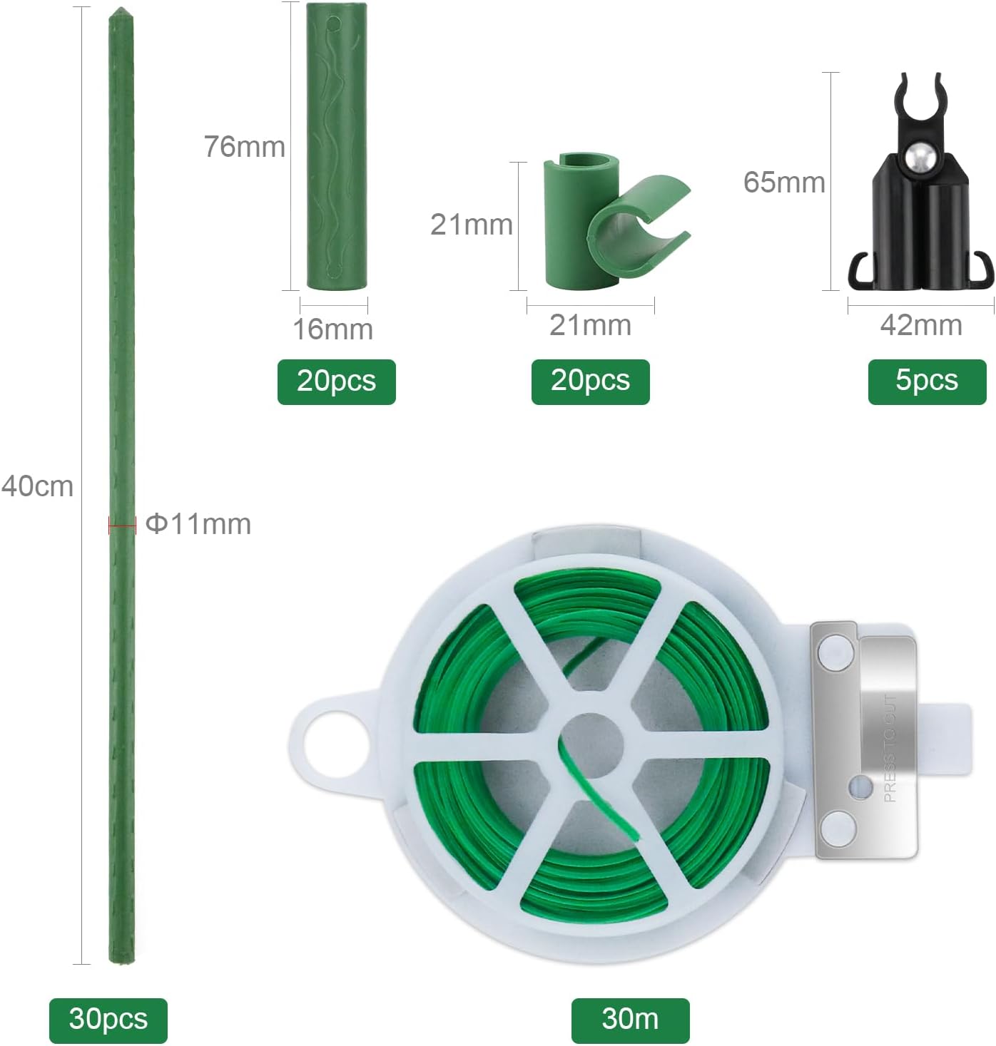 Thumbnail 6 de VonLux 40cm 30Pcs Plant Stakes Kit with Trellis Connector Clips and Plant Ties