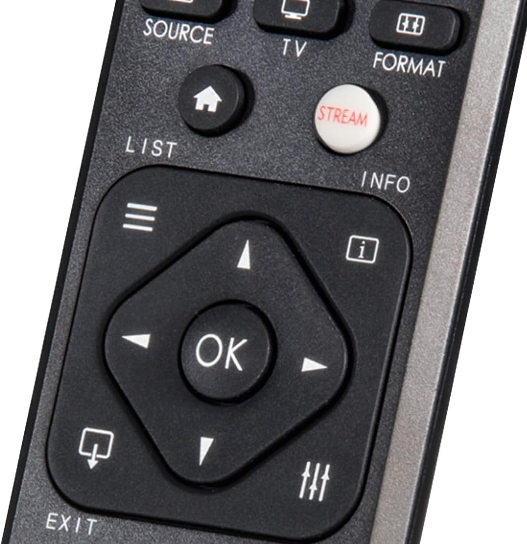 Detalle de Hama lernfähige Universal-Fernbedienung für Philips TVs, Infrarot, selbstleuchtende Tasten, Easy Mode & 10 m Reichweite (schwarz)