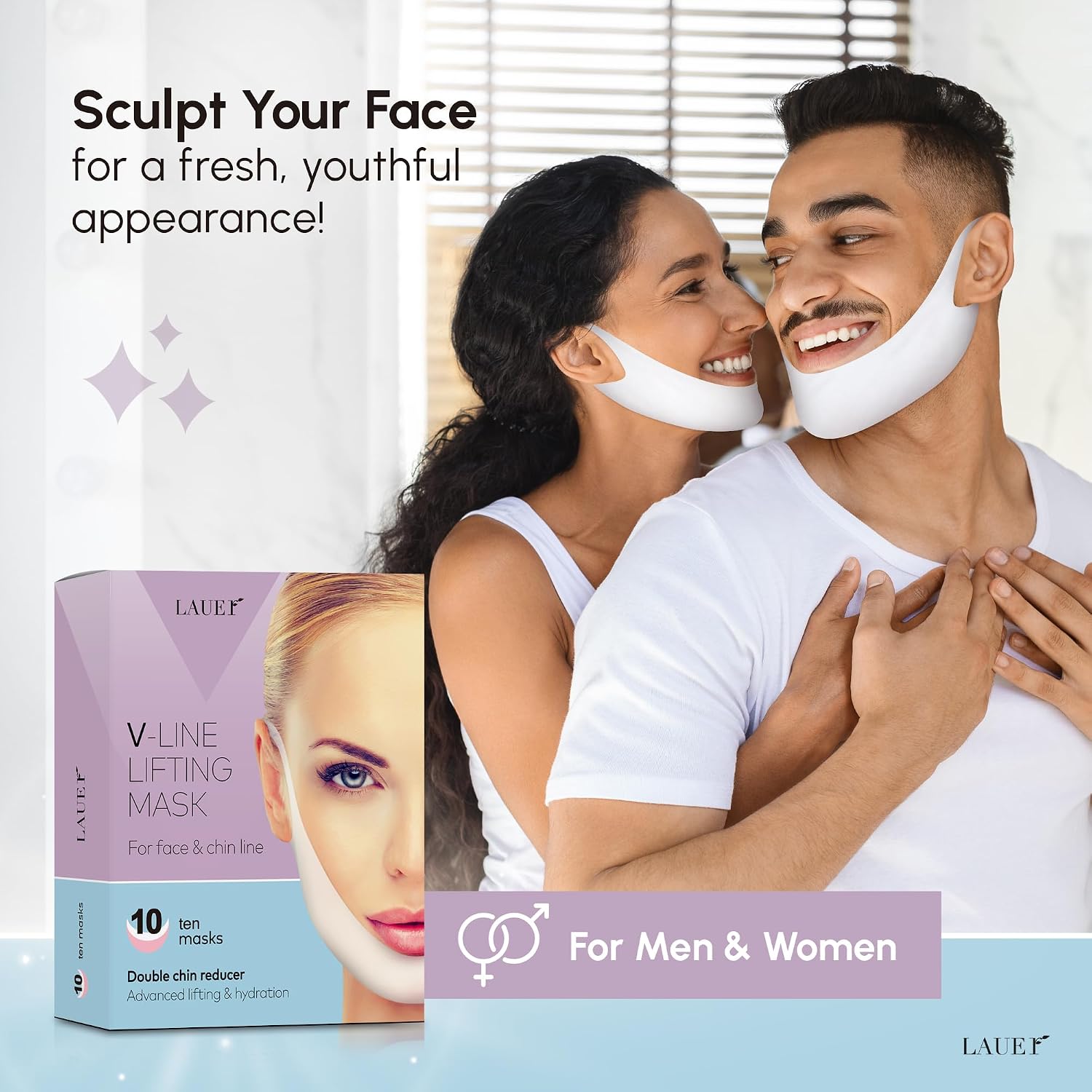 Detalle 2 de V Line Lifting Mask Double Chin Reducer — V-shaped lifting face mask with chin straps