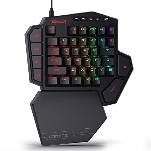 Redragon K585 DITI: teclado mecánico para juego de una mano con 7 macros RGB y reposamuñecas desmontable