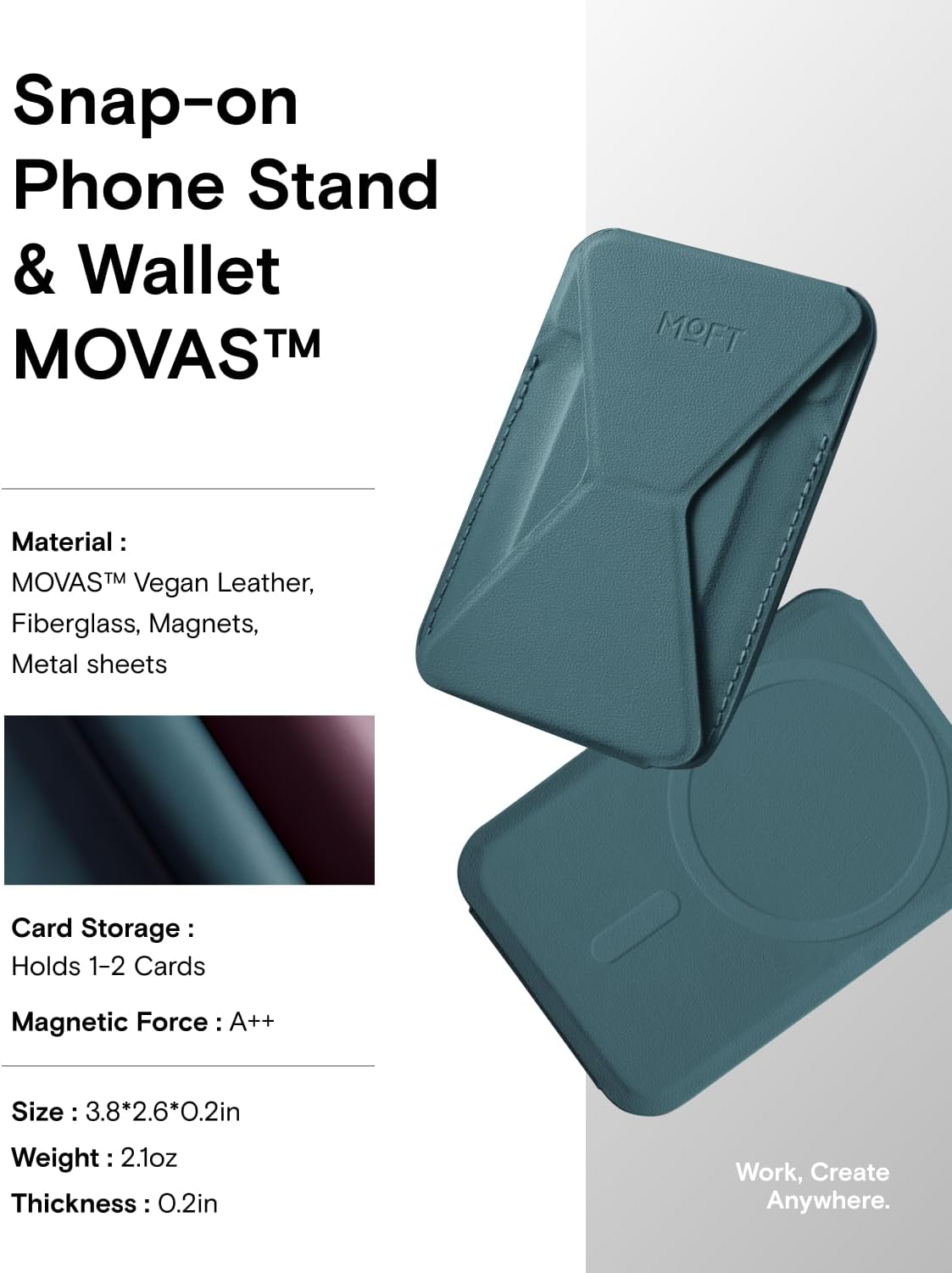 Thumbnail 5 de MOFT Magnetic Wallet Stand (MOVAS Vegan Leather) for iPhone 17/16/15/14/13/12 Series with MagSafe