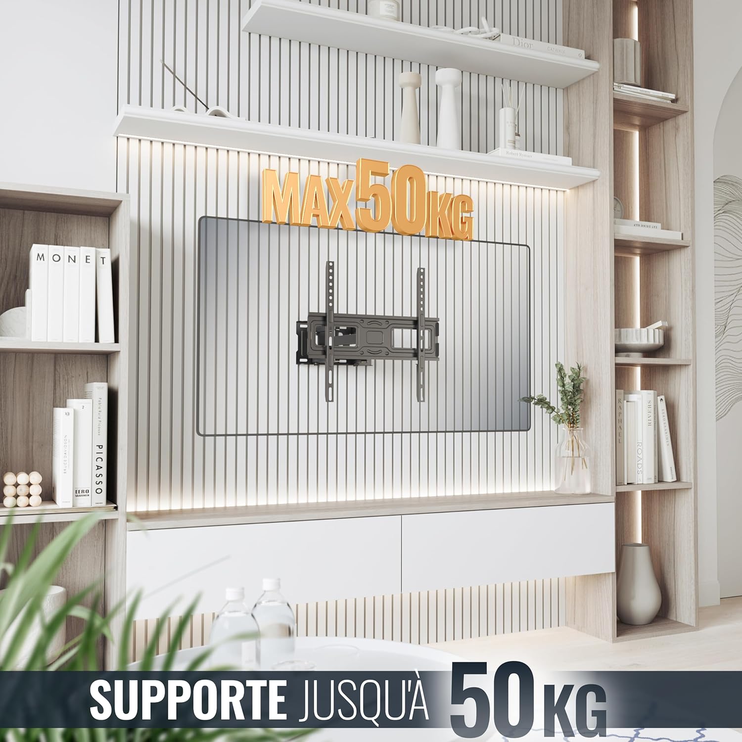 Thumbnail 4 de Support TV mural RICOO S5244 pour écrans 32 à 55 pouces (81–140 cm) orientable et inclinable, compatible VESA