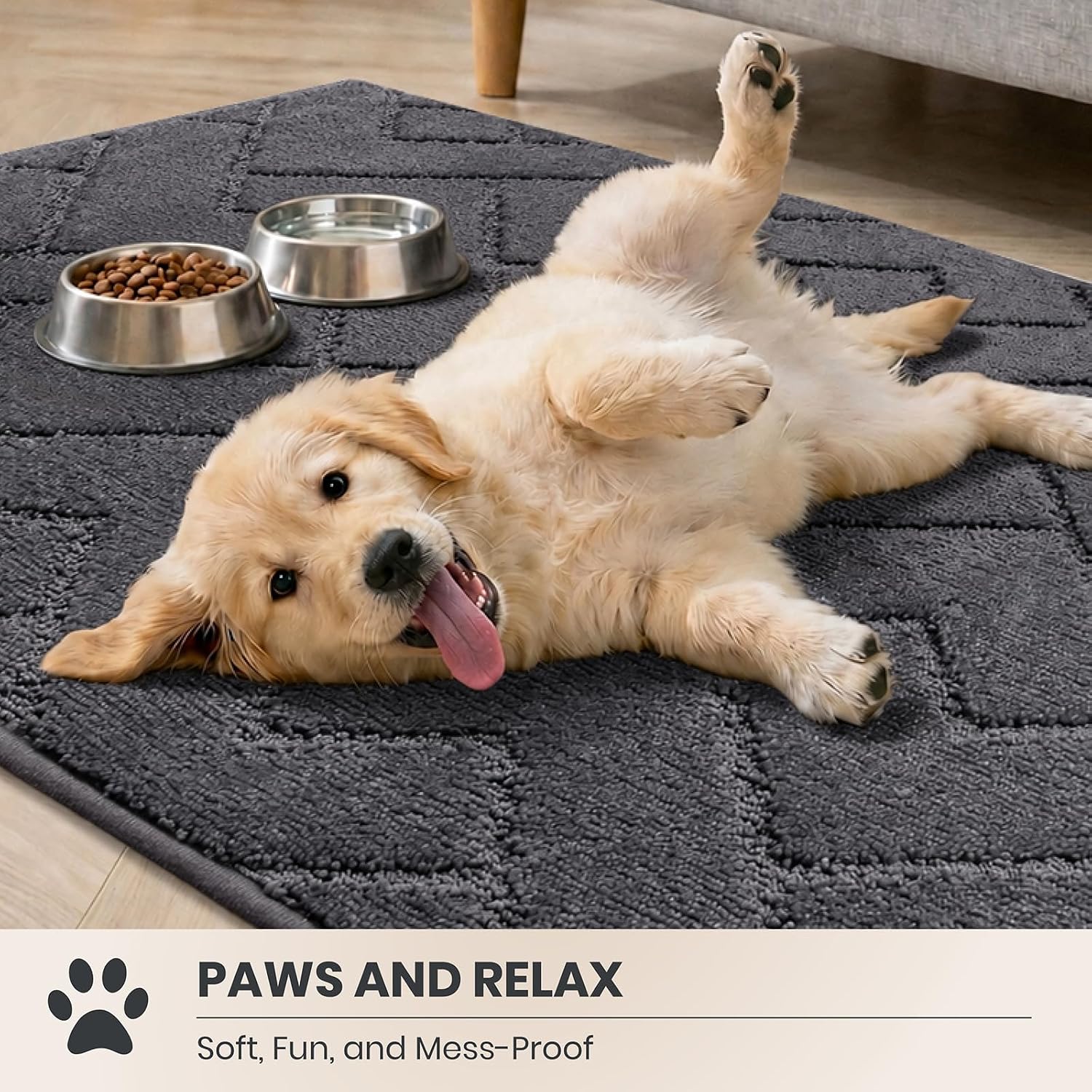 Detalle de PURRUGS Dirt Trapping Door Mat 20" x 31.5" — Non-Slip, Machine Washable Entry Rug for Muddy Shoes & Dog Paws (Grey)