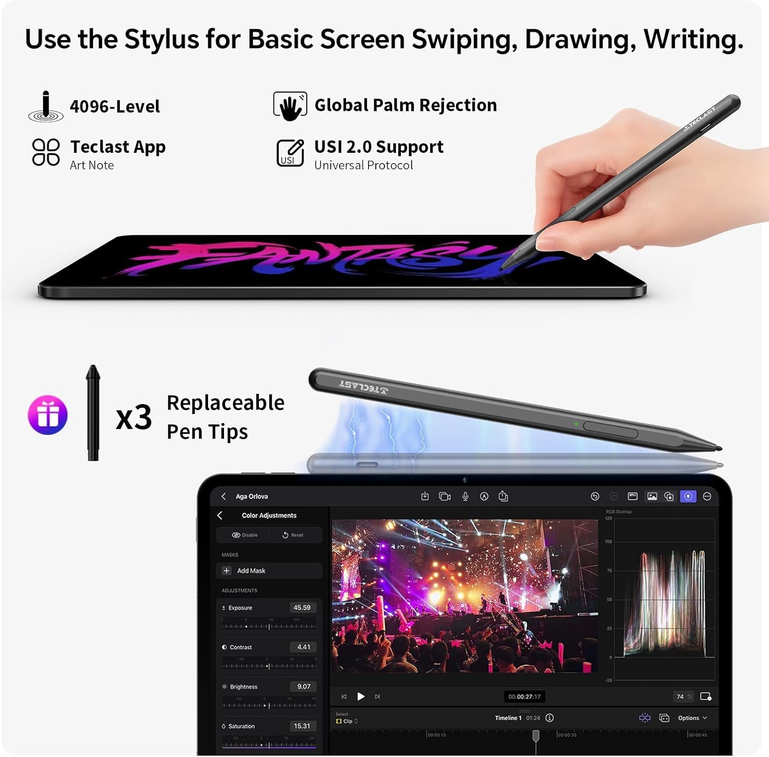 Thumbnail 2 de TECLAST Android-Tablet 12,7 Zoll (Helio G99) mit Dual-SIM LTE, 20 GB RAM/256 GB ROM und S-Pen „T-Pen“