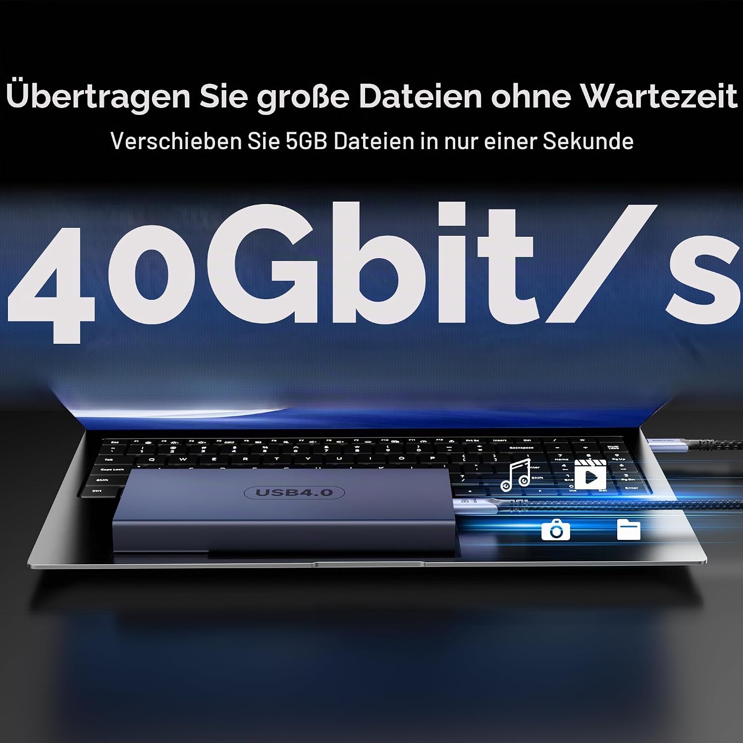 Detalle de BAWIOFIAU 2er-Set USB4 Kabel (1 m) – 40 Gbps USB‑C Datenkabel & 240W USB‑C Ladekabel mit Thunderbolt‑Kompatibilität
