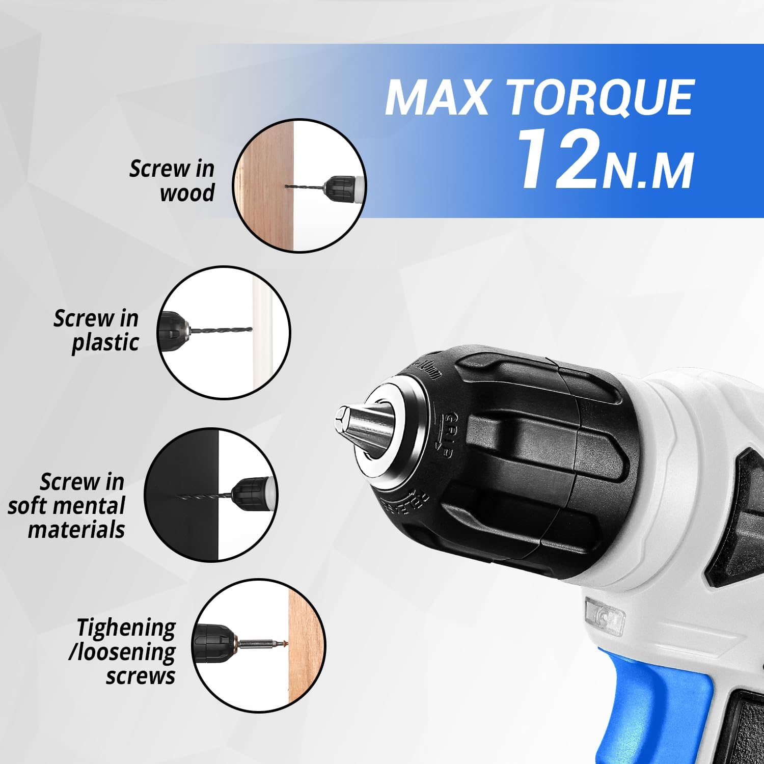 Thumbnail 4 de DEKOPRO DKMT126BL Cordless Drill Tool Set with LED Light and Hand Tools
