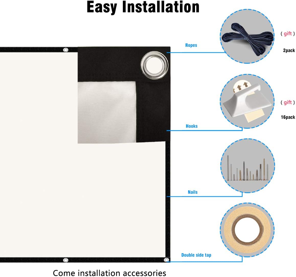 Thumbnail 2 de Mebios 120 Inch Projection Screen: Portable 4K Ready, Matte White Canvas for Home, School and Cinema