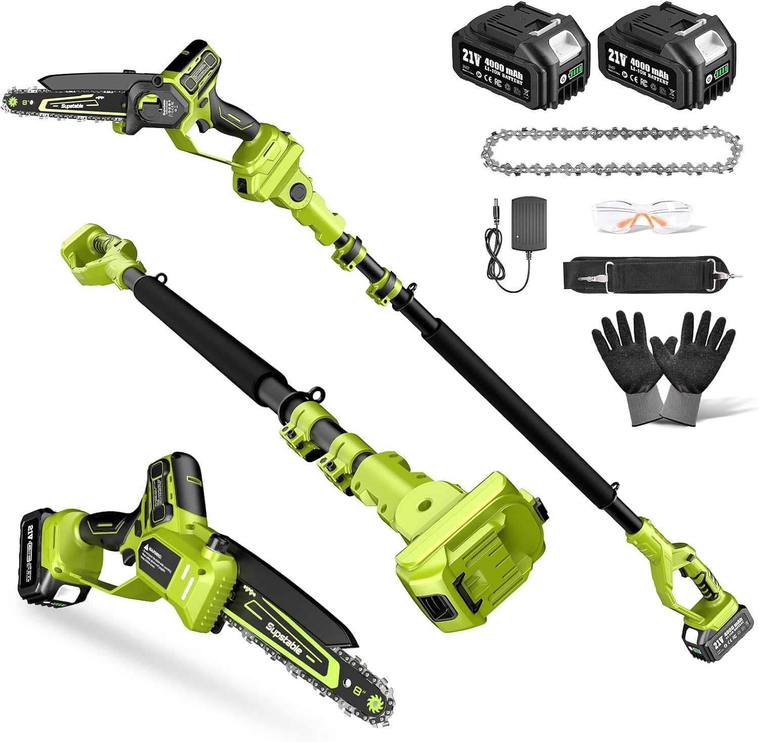 Supstable S5 Sky Cordless Pole Saw and Mini Chainsaw, 6- and 8-Inch Bars