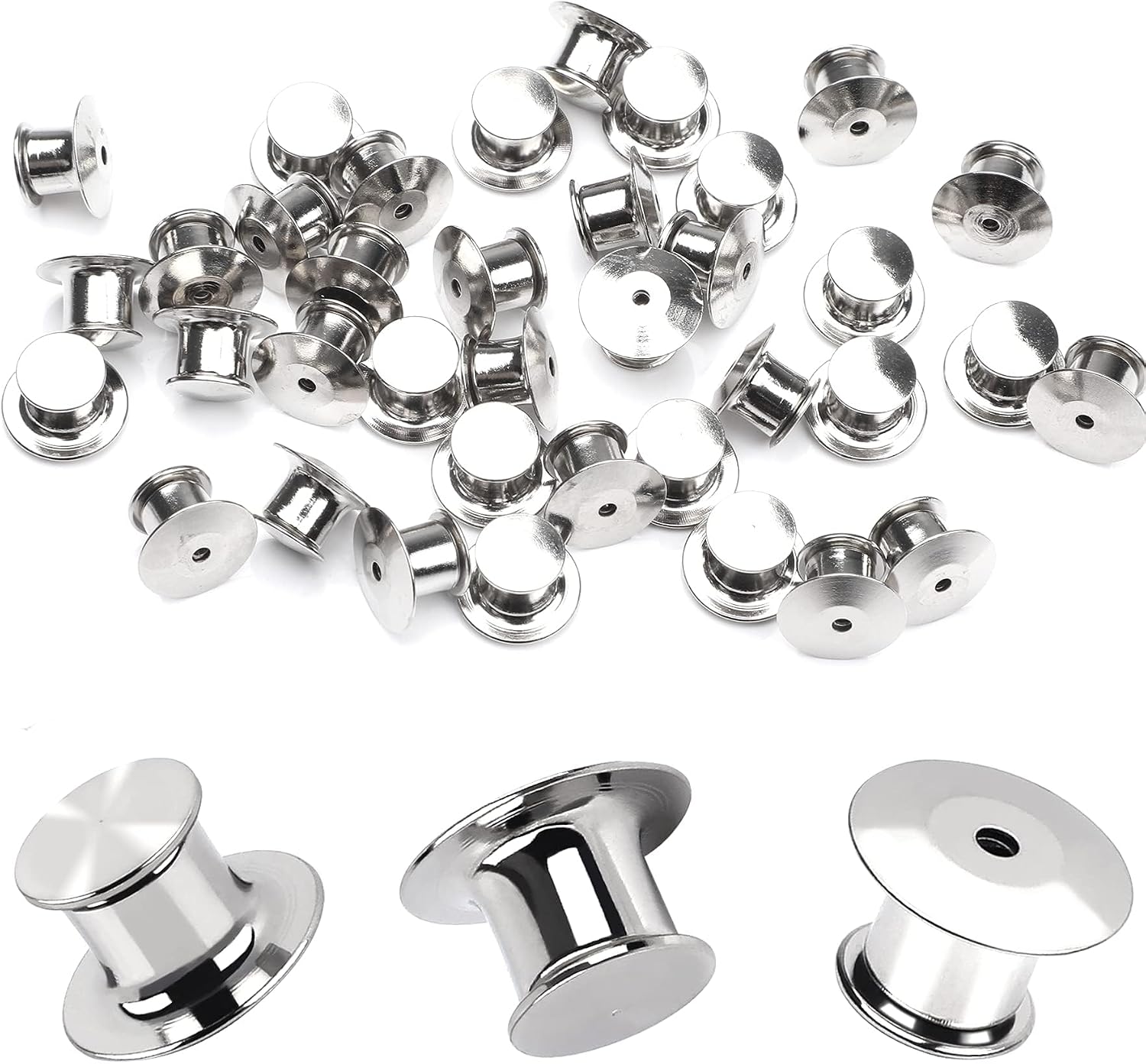 Detalle de DECYOOL 12-F657-F1993 Locking Pin Backs, 55-Piece Nickel-Plated Copper Set