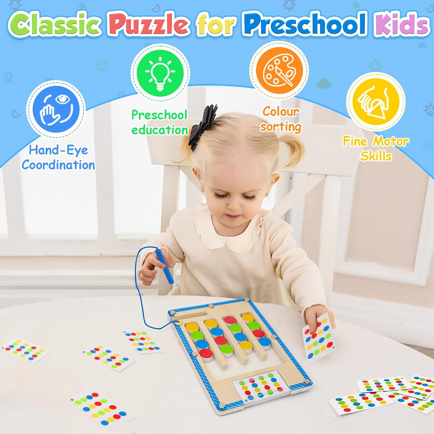 Detalle 2 de XIAPIA Montessori Spielzeug ab 3–5 Jahre: 2-in-1 Reise-Puzzle fürs Kind und die Familie
