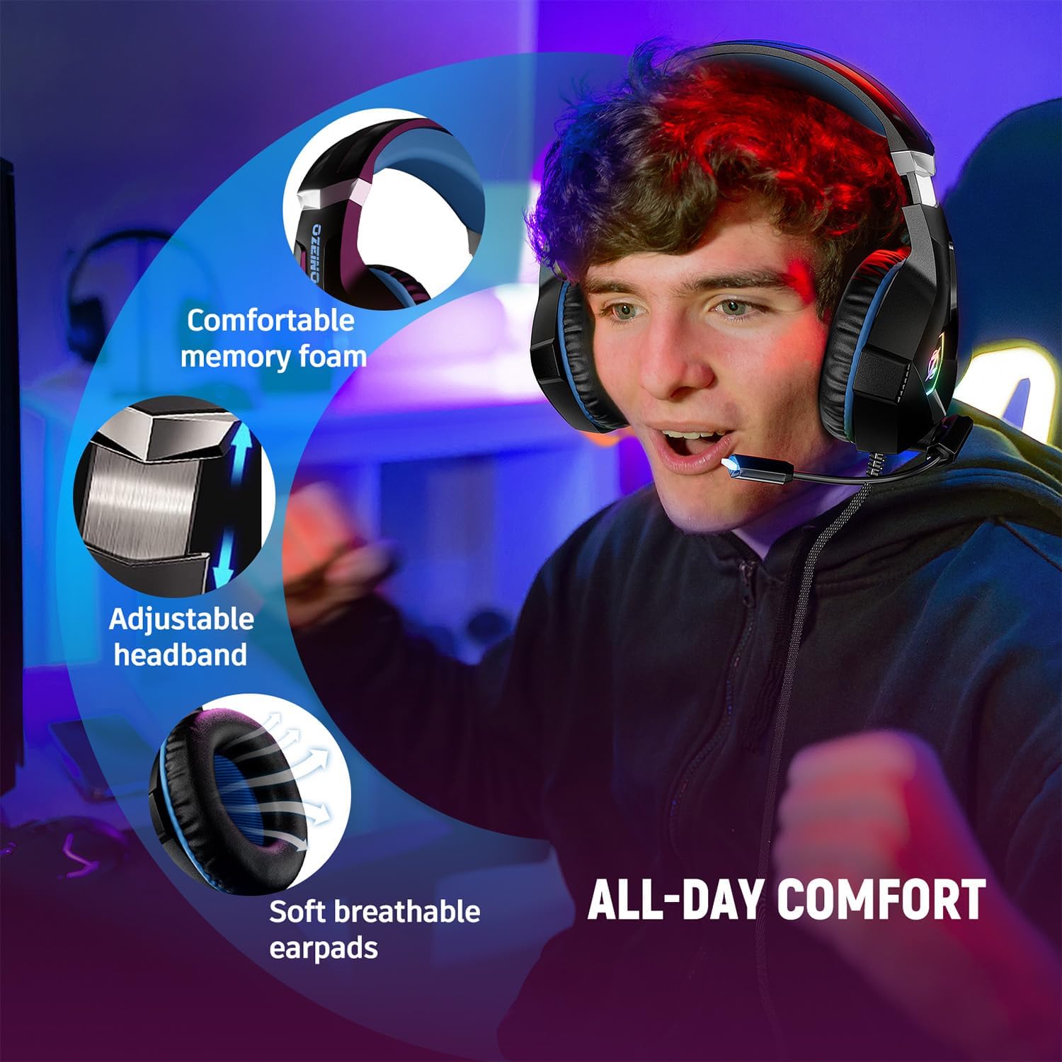 Thumbnail 4 de Gaming Headset Stereo Surround Sound with RGB