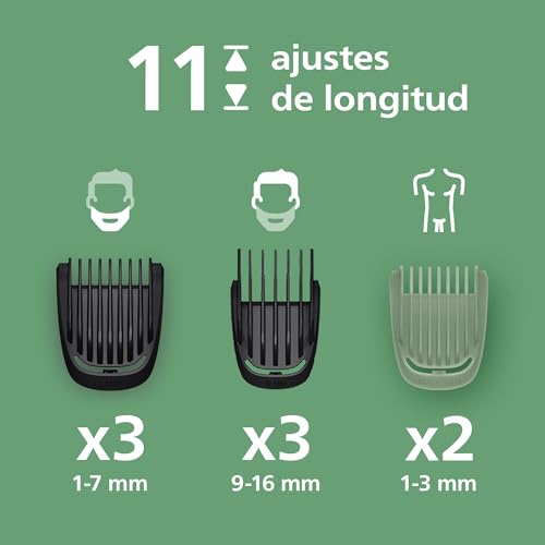 Detalle de Philips Recortadora todo en uno de 10 en 1 Serie 5000 (MG5918/15) – Afeita y recorta rostro, cabeza y cuerpo