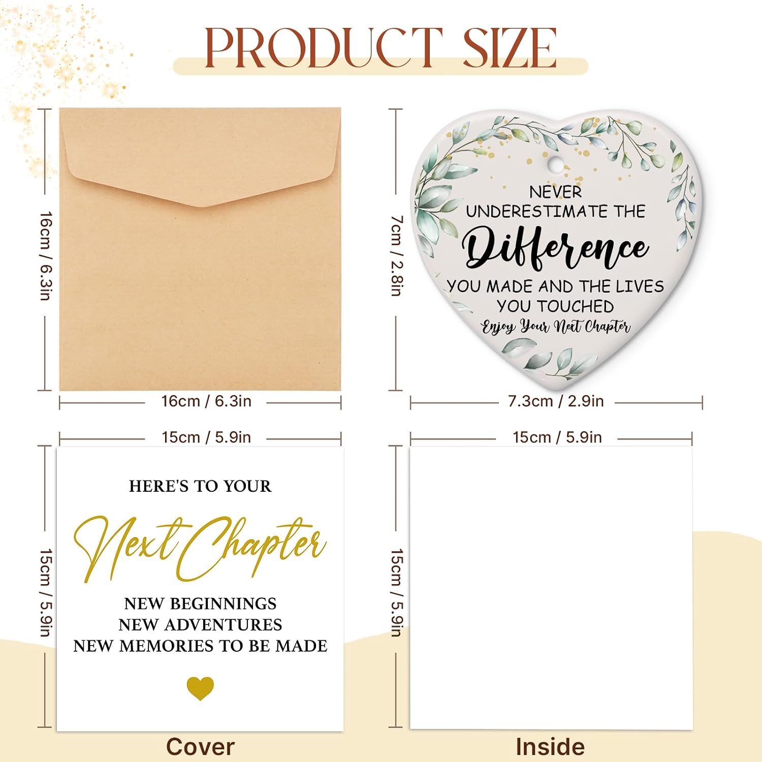 Detalle de Blumuze Leaving Card with Ceramic Heart Plaque and Envelope – A Thoughtful Next Chapter Gift