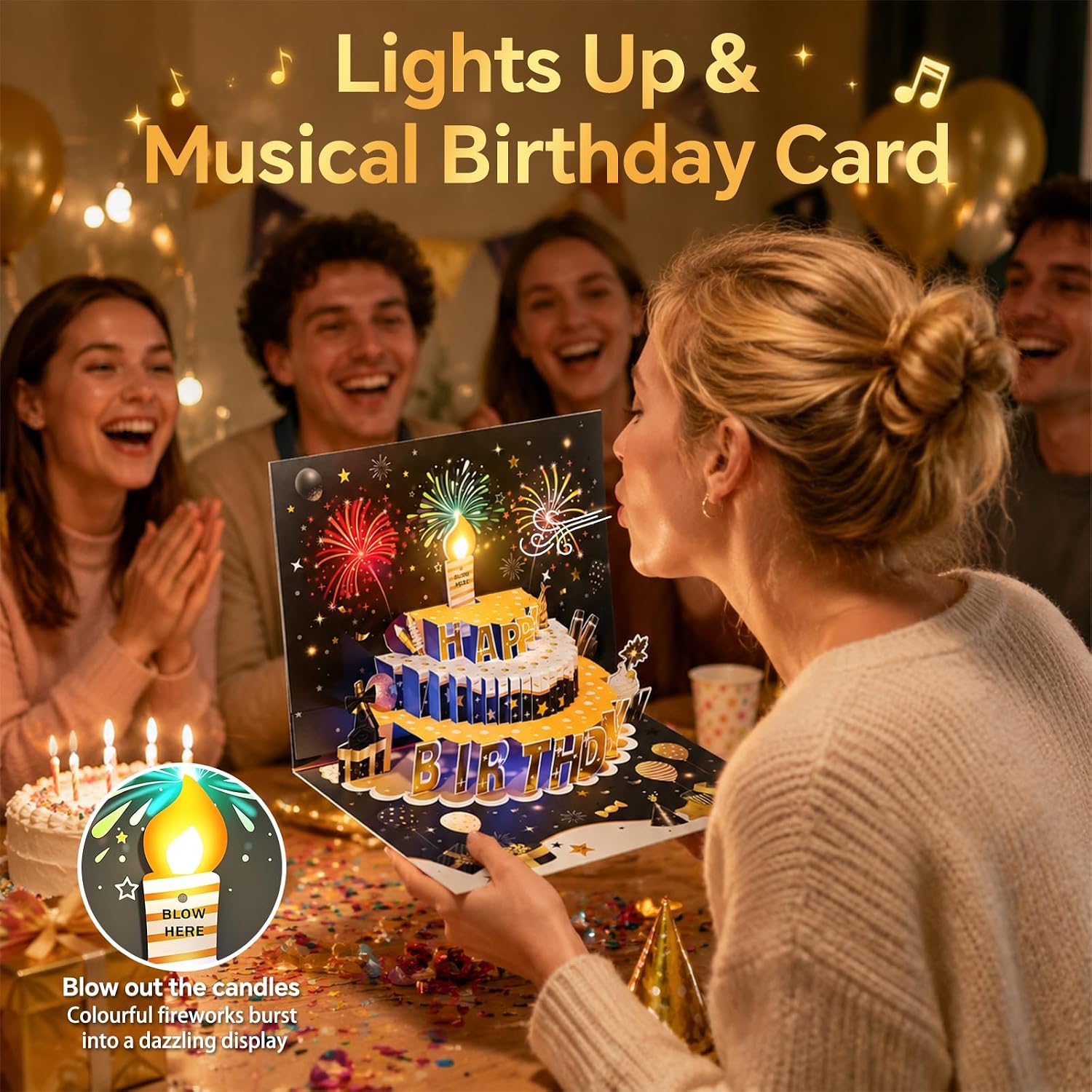 Detalle de Yinqing Birthday Cards 3D Pop Up with Music & Light