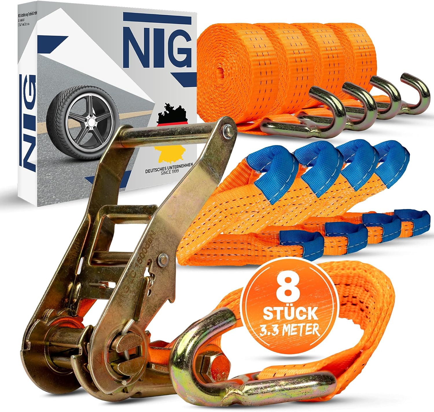 Thumbnail 6 de 4 Stück Spanngurt für Auto-Transport-Set | 35 mm, Länge 3300 mm, 3000 daN | EN12195-2