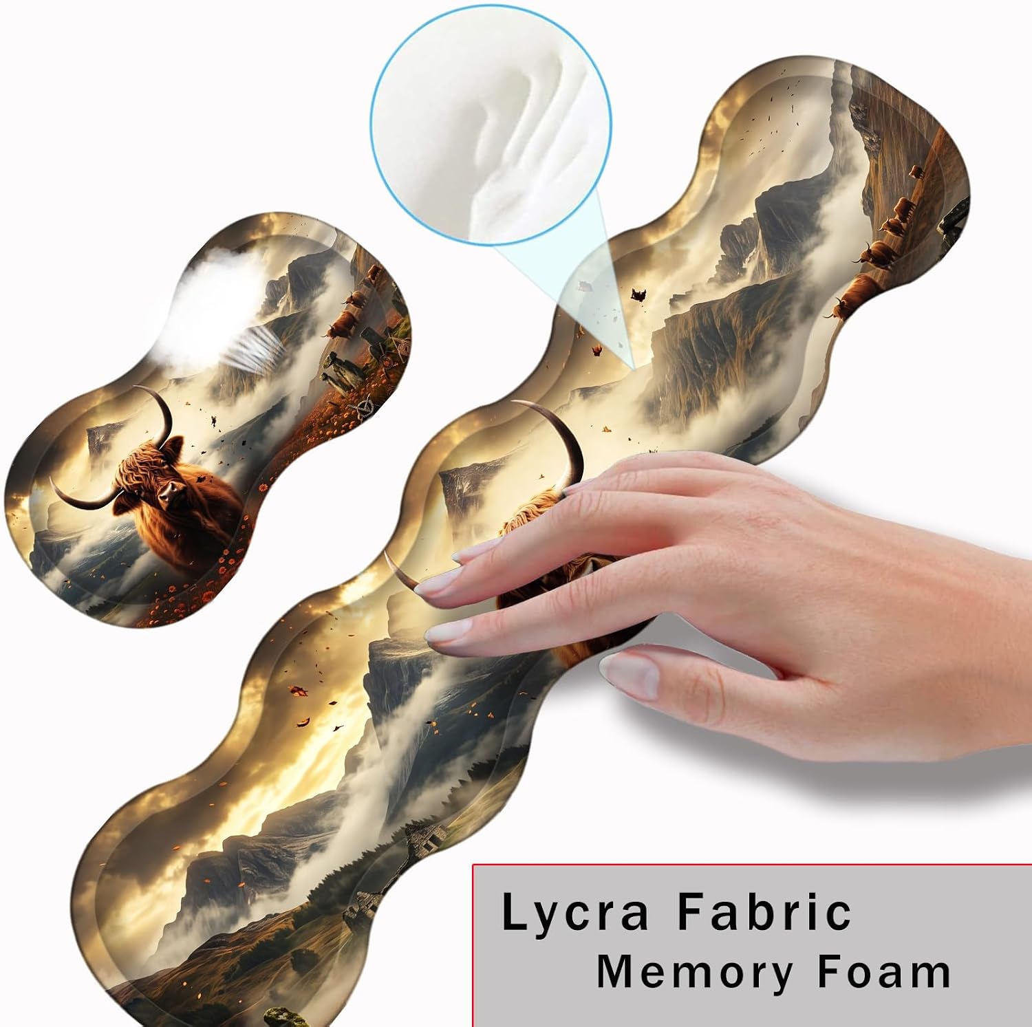 Thumbnail 4 de CICPLKSE Keyboard Wrist Rest and Mouse Pad Set, Memory Foam, Highland Cow