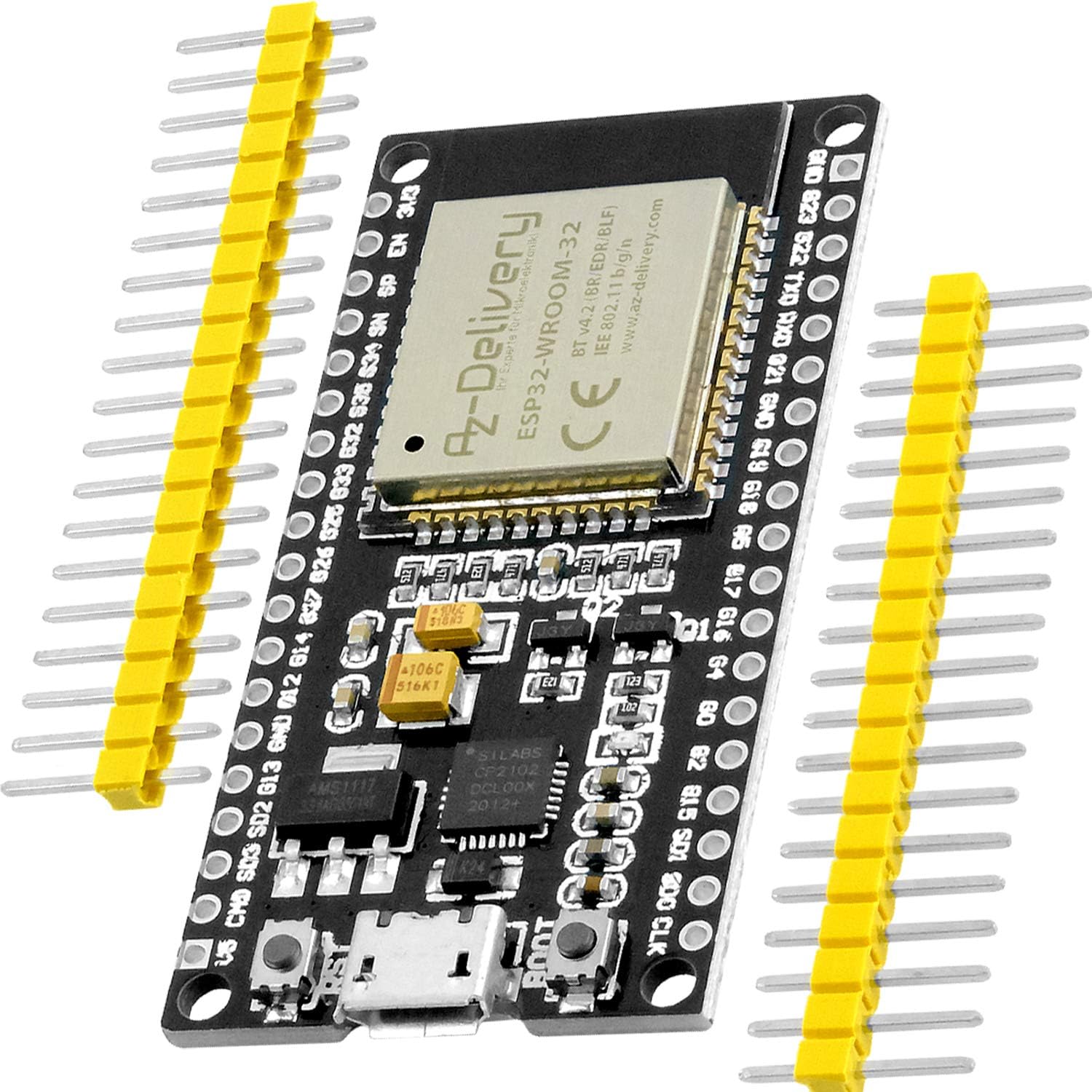 Thumbnail 5 de AZDelivery ESP32 Dev Kit C (Non soudé) Wi‑Fi NodeMCU avec CP2102, compatible Arduino