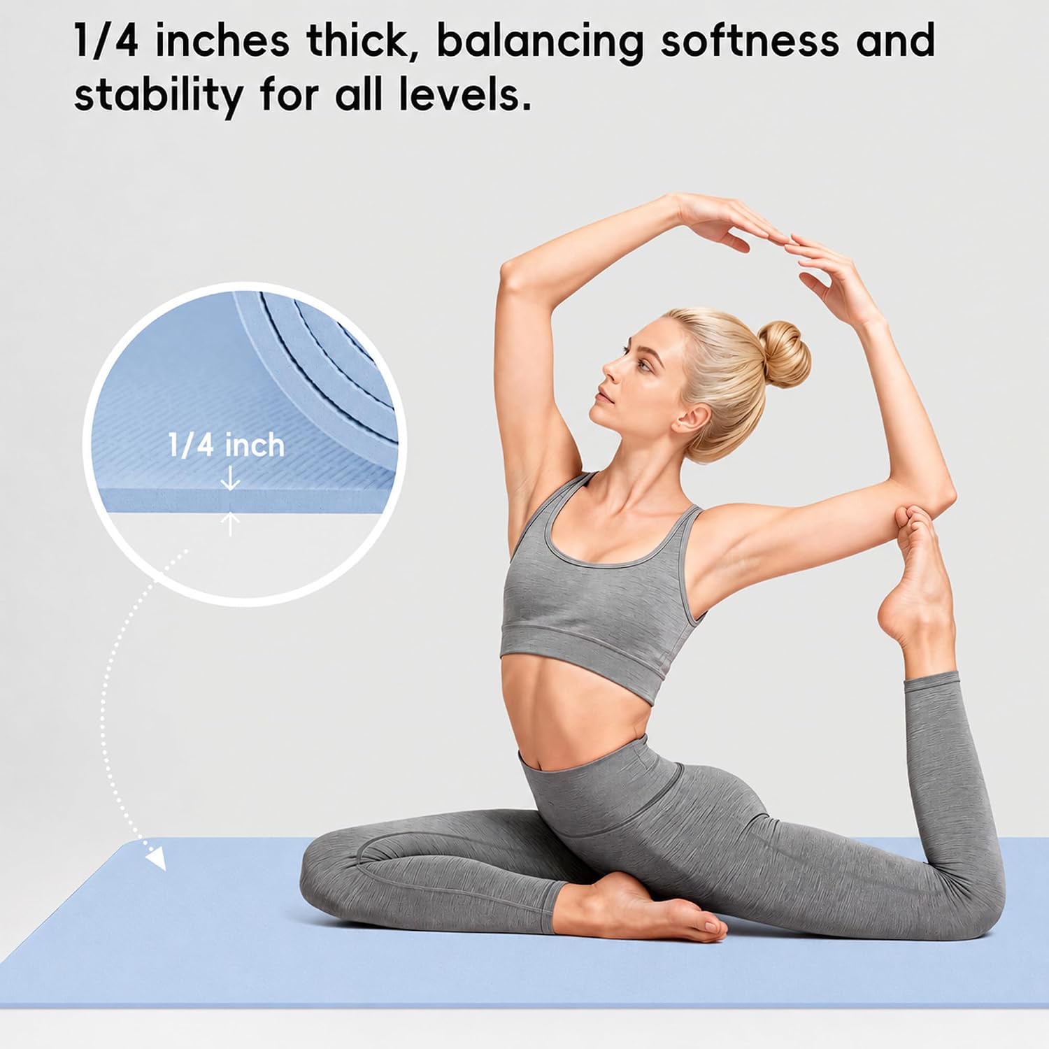 Detalle 2 de Wimwum 72" x 32" Extra Wide Yoga Mat, 6mm TPE with Non-Slip Grip