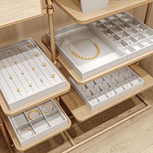 Detalle de Papten Plateau À Bijoux en Cuir Empilable Blanc – rangements élégants pour homme et femme