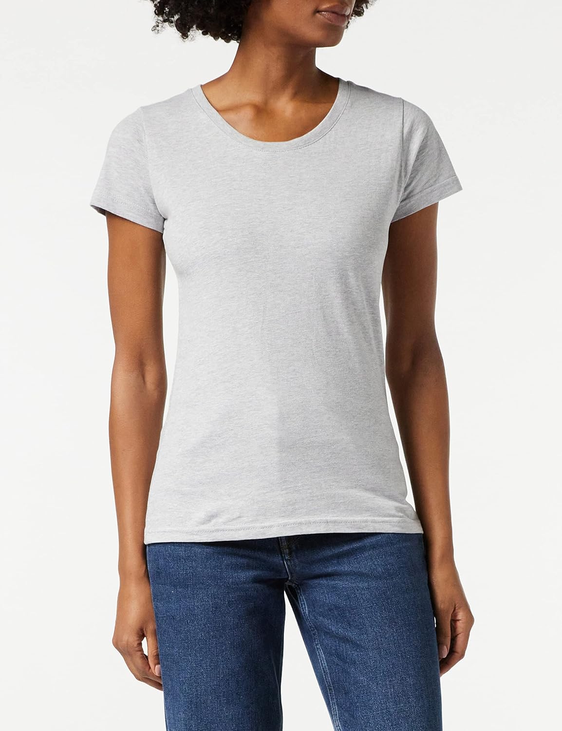 Detalle 2 de Basic Rundhals T-Shirts für Damen, 3er Pack