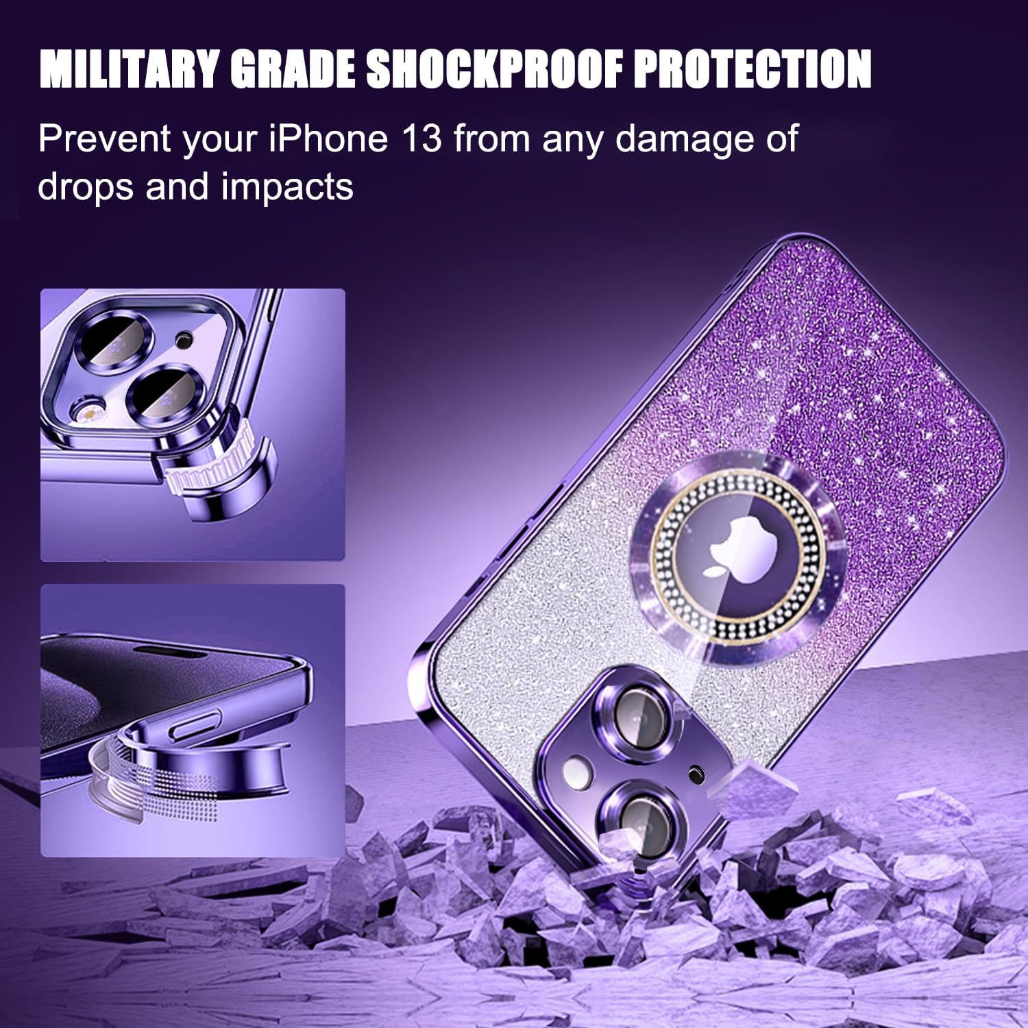 Detalle 2 de iPhone 13 glitter magnetic case