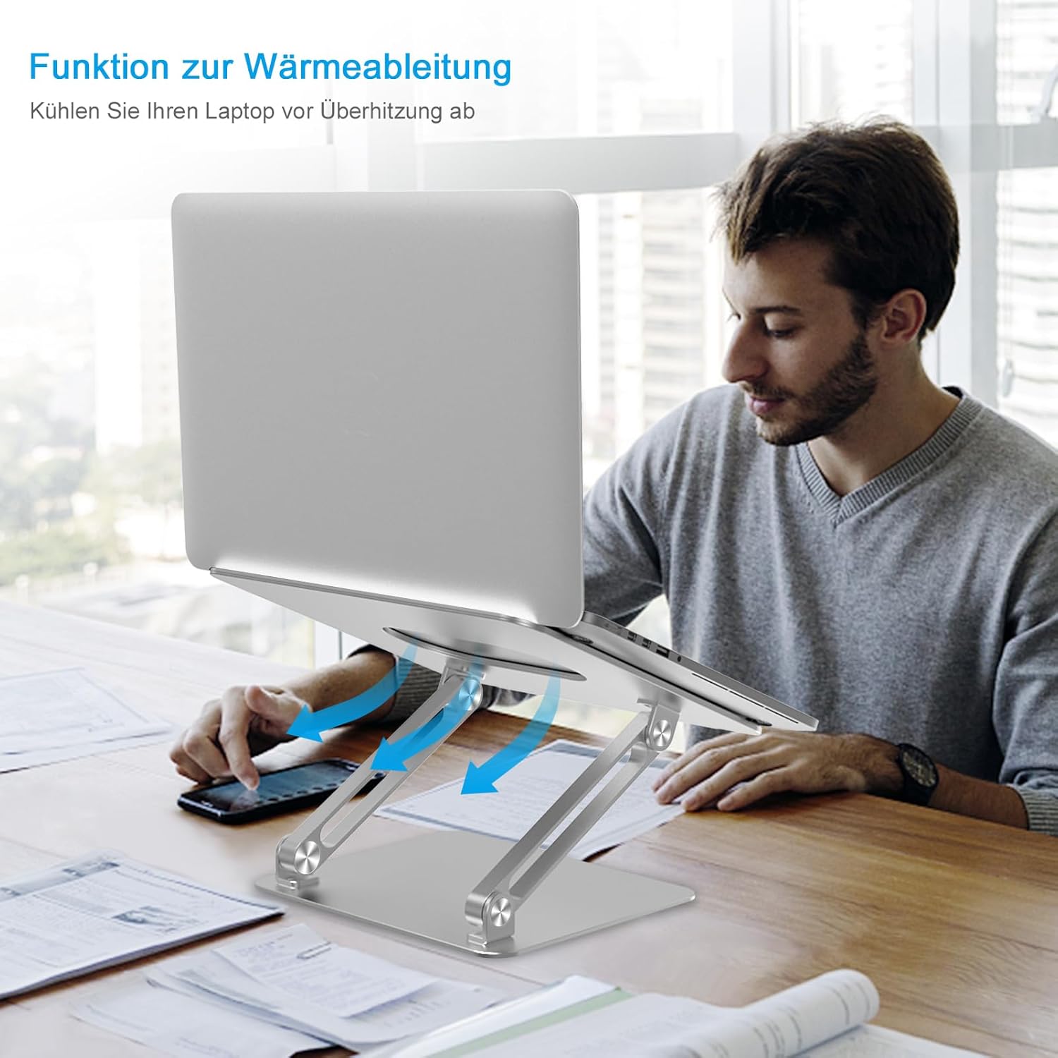 Thumbnail 3 de BoYata Laptop Ständer – Aluminium höhenverstellbarer Laptophalter mit Belüftung (10–17 Zoll)