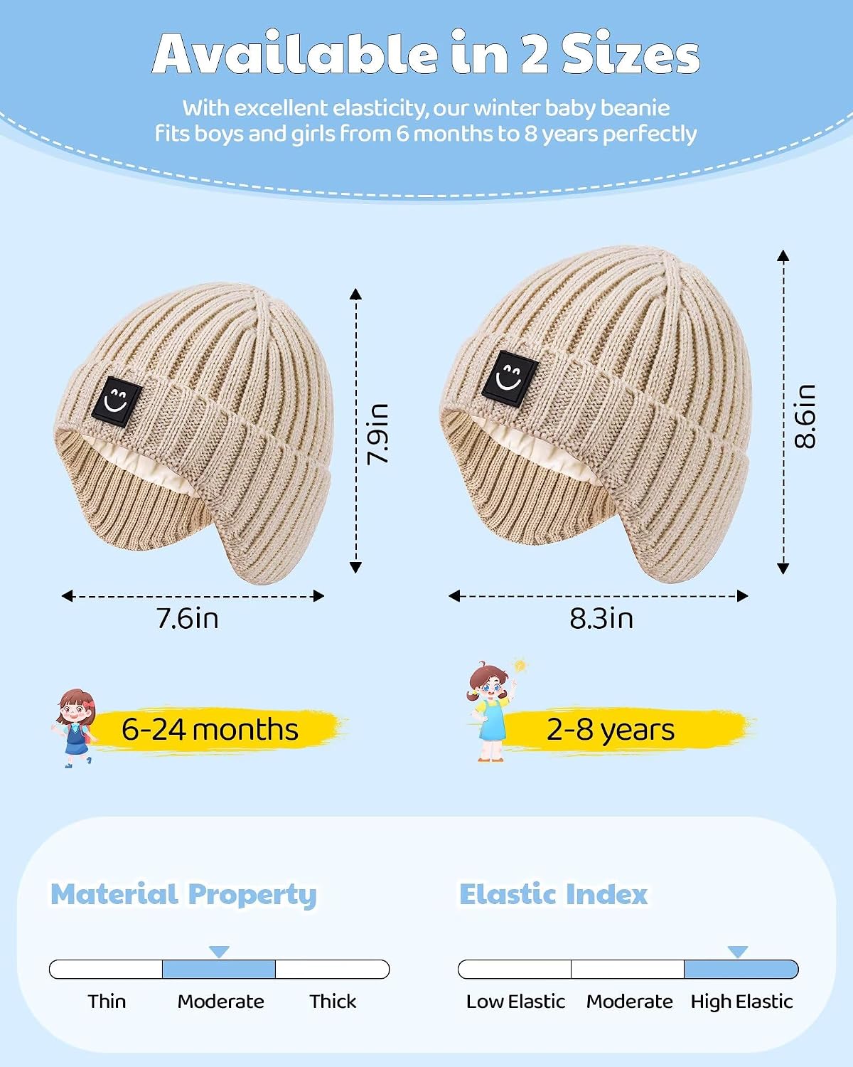 Detalle de Alepo Baby Beanie Hats, 3-Pack