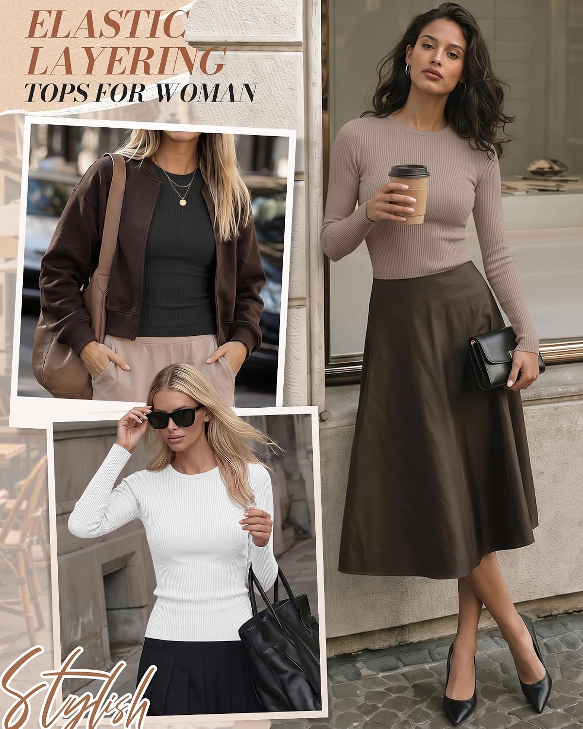 Thumbnail 6 de Ficerd Ribbed Long Sleeve Tops 3-Pack
