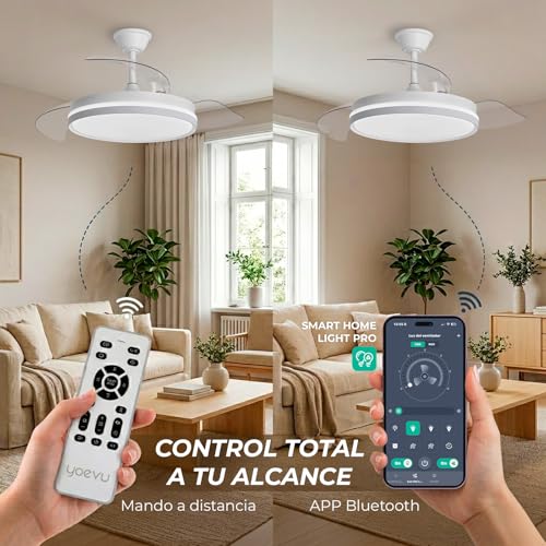 Detalle 2 de YOEVU ESPARTAN ONE: Ventilador de Techo con Luz LED y aspas retráctiles